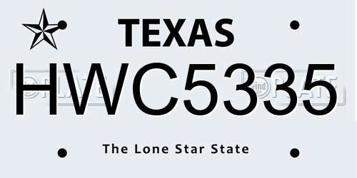 HWC5335 Texas License Plate