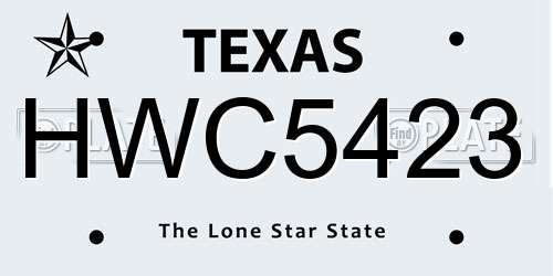 HWC5423 Texas License Plate