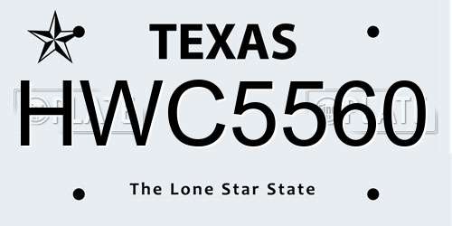 HWC5560 Texas License Plate