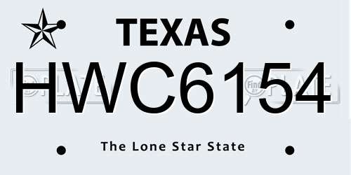 HWC6154 Texas License Plate
