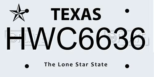 HWC6636 Texas License Plate