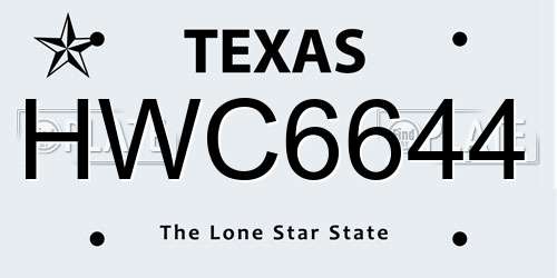HWC6644 Texas License Plate