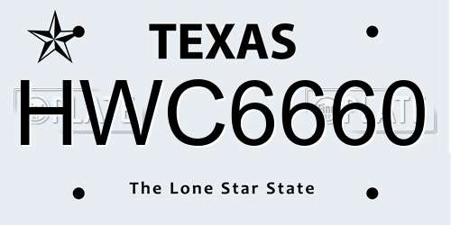 HWC6660 Texas License Plate