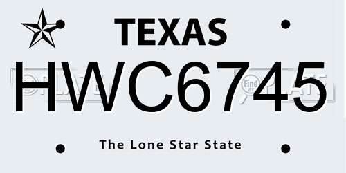 HWC6745 Texas License Plate