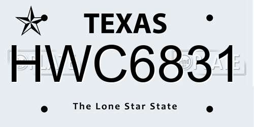 HWC6831 Texas License Plate