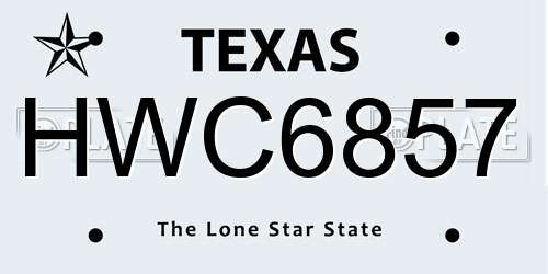 HWC6857 Texas License Plate