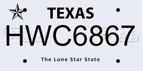 HWC6867 Texas License Plate