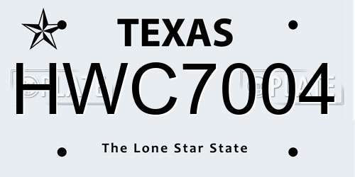 HWC7004 Texas License Plate
