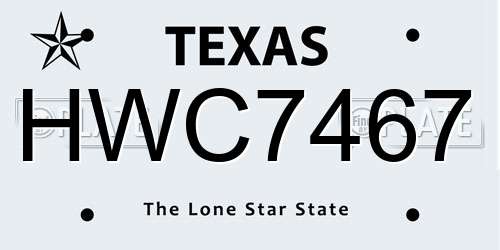 HWC7467 Texas License Plate