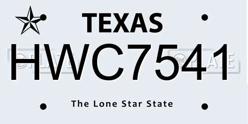 HWC7541 Texas License Plate