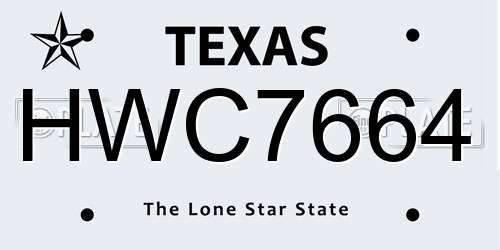 HWC7664 Texas License Plate