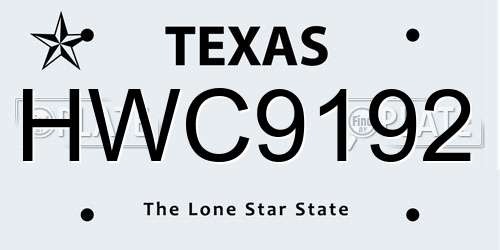 HWC9192 Texas License Plate