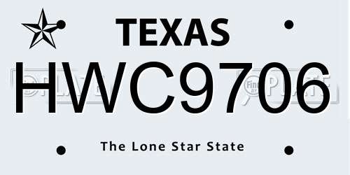 HWC9706 Texas License Plate
