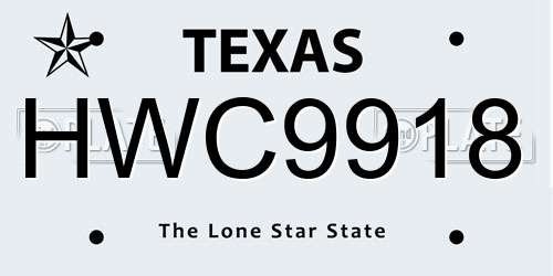 HWC9918 Texas License Plate
