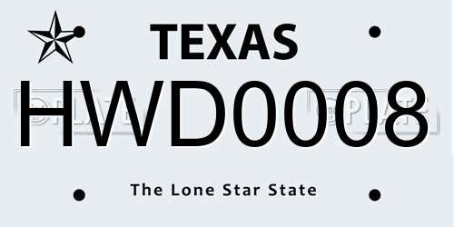 HWD0008 Texas License Plate