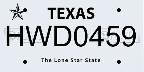 HWD0459 Texas License Plate