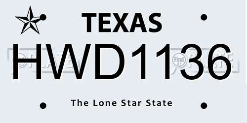 HWD1136 Texas License Plate