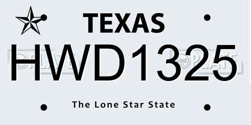 HWD1325 Texas License Plate