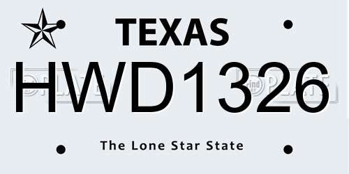 HWD1326 Texas License Plate