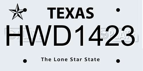 HWD1423 Texas License Plate
