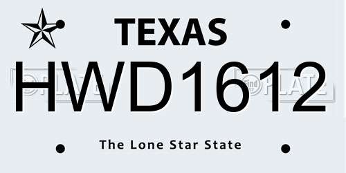 HWD1612 Texas License Plate