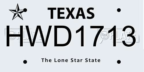 HWD1713 Texas License Plate