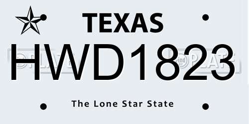 HWD1823 Texas License Plate