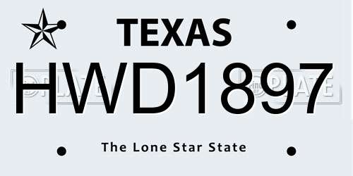 HWD1897 Texas License Plate
