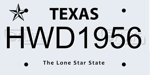 HWD1956 Texas License Plate