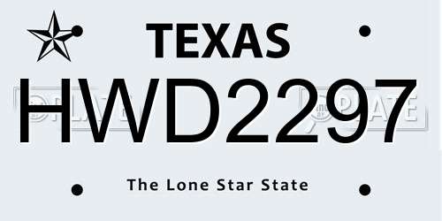 HWD2297 Texas License Plate