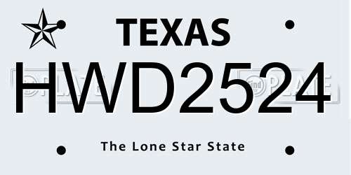 HWD2524 Texas License Plate