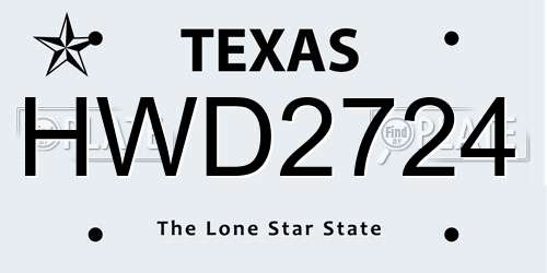 HWD2724 Texas License Plate