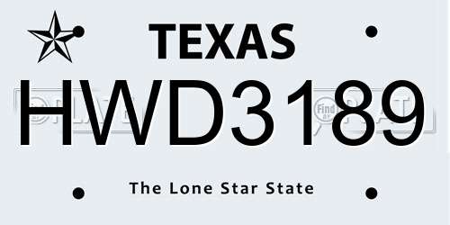 HWD3189 Texas License Plate