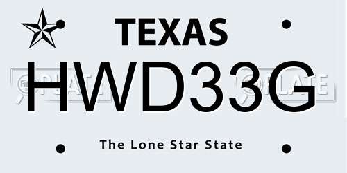 HWD33G Texas License Plate