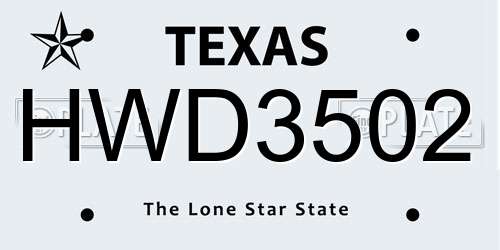 HWD3502 Texas License Plate