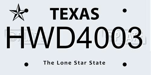 HWD4003 Texas License Plate