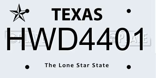HWD4401 Texas License Plate