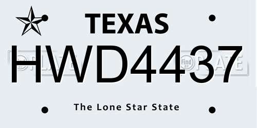 HWD4437 Texas License Plate