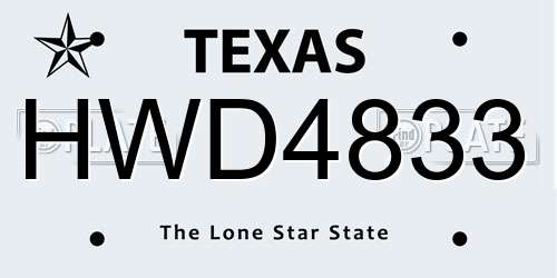HWD4833 Texas License Plate