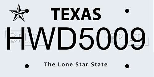 HWD5009 Texas License Plate