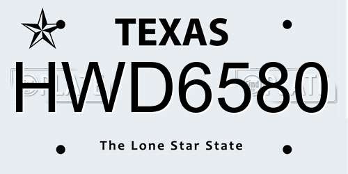 HWD6580 Texas License Plate