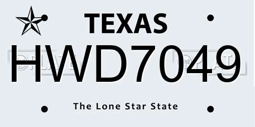 HWD7049 Texas License Plate