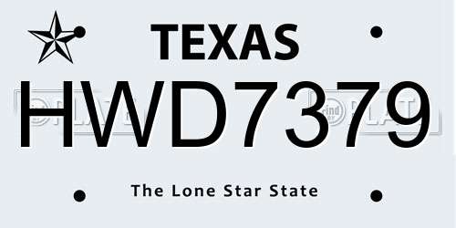 HWD7379 Texas License Plate