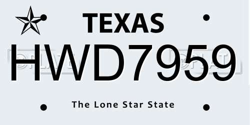 HWD7959 Texas License Plate