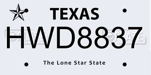 HWD8837 Texas License Plate