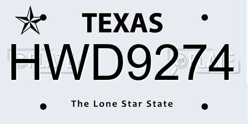 HWD9274 Texas License Plate