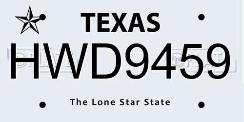 HWD9459 Texas License Plate