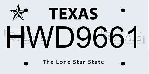 HWD9661 Texas License Plate