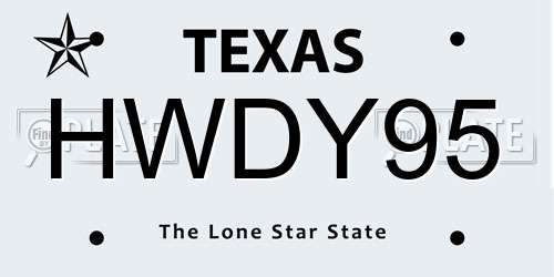 HWDY95 Texas License Plate