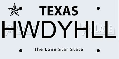 HWDYHLL Texas License Plate
